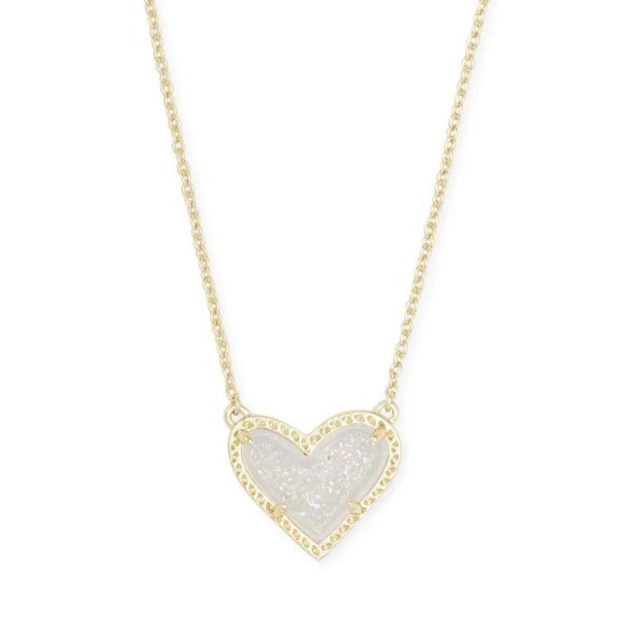 Ari Heart Gold Iridescent Drusy Necklace