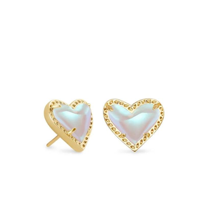 Ari Heart Gold Dichroic Stud Earrings